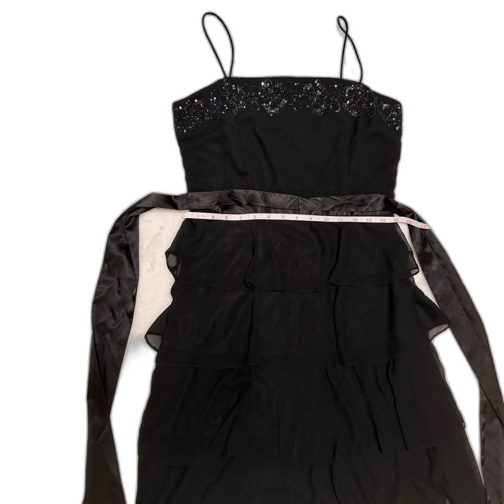 S.L. Fashions Vintage Black Beaded Sequin Cocktail Dress Chiffon LBD Size 8 - Picture 5 of 11